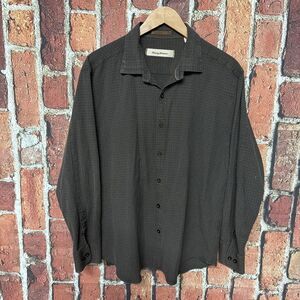 Tommy Bahama Long Sleeve Brown Cotton And Silk Blend XL Shirt